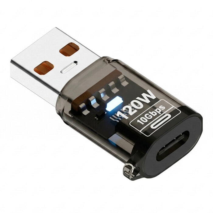 Адаптер WALKER WA-041 USB (папа) - Type-C (мама) 120W, 10 Гб/с, черный