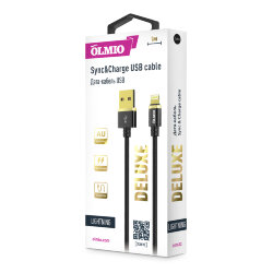 USB кабель на iPhone 5 Olmio DELUXE 2,1A черный