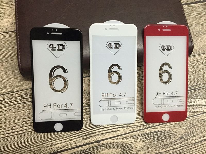Стекло защитное 4D на дисплей тех.упаковка iPhone 6 белое