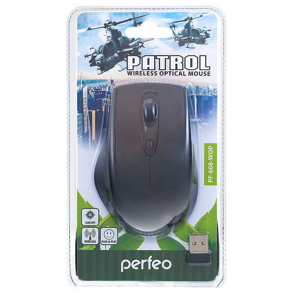 Мышь беспроводная Perfeo Patrol PF-608-WOP 4 кнопки черная