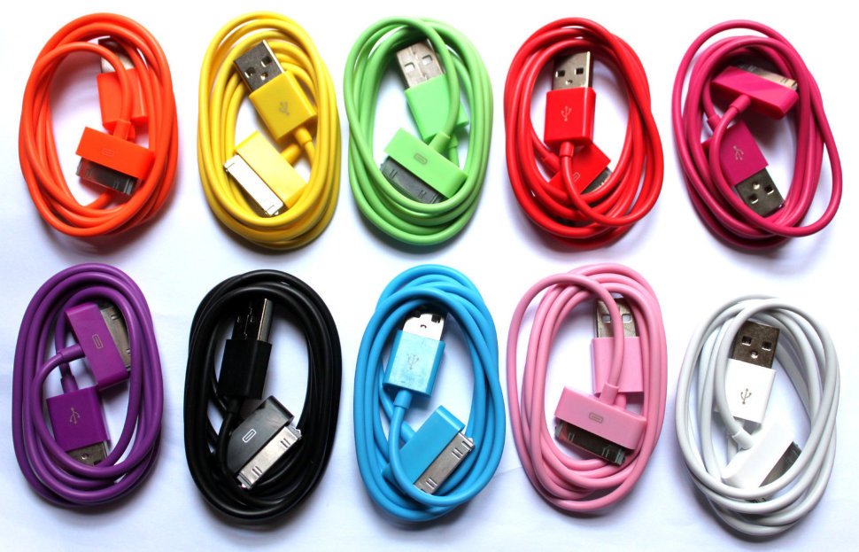 USB кабель на iPhone 4 без упаковки желтый