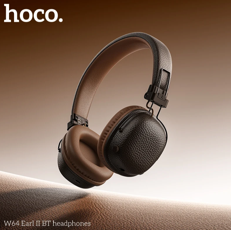 Гарнитура Bluetooth HOCO W64 Earl II, bluetooth 5.4, полноразмерная, коричневая