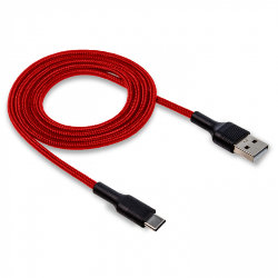 Кабель USB - Type-C WALKER C575 тканевый красный