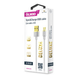 Кабель USB - MicroUSB Olmio DELUXE 2,1A белый