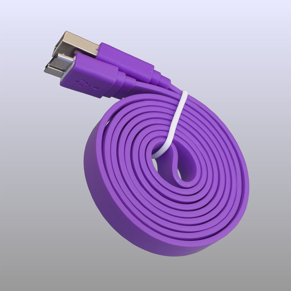 Кабель USB - MicroB 3.0 Samsung Note 3 ШИРОКИЙ плоский фиолетовый