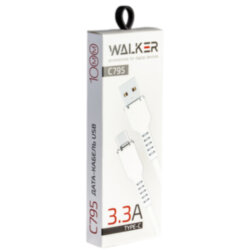 Кабель USB - Type-C WALKER C795, мягкий силикон, белый 3.3A