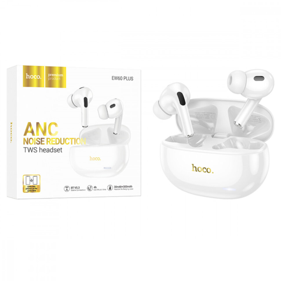 Наушники Bluetooth HOCO EW60 Plus ANC TWS, белые