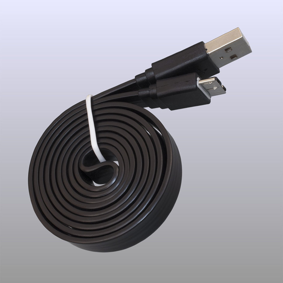 Кабель USB - MicroB 3.0 Samsung Note 3 ШИРОКИЙ плоский черный