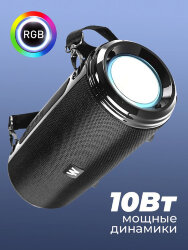 Колонка WALKER WSP-140, Bluetooth, 5Вт*2, с подсветкой, черная