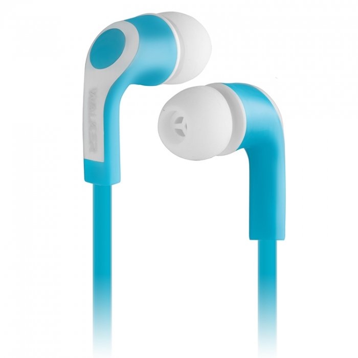 Наушники MP3 WALKER H120 плоский провод синий (пакет)*