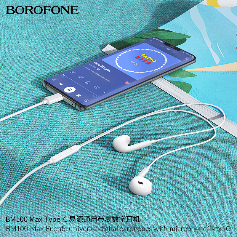 Гарнитура BOROFONE BM100 Max Fuente разъем Type-C, белая