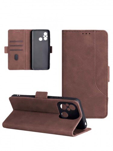 Чехол-книга NICE STYLES (магнит боковой) для Xiaomi Redmi NOTE 15 4G/5G/POCO M8 2026 коричневый