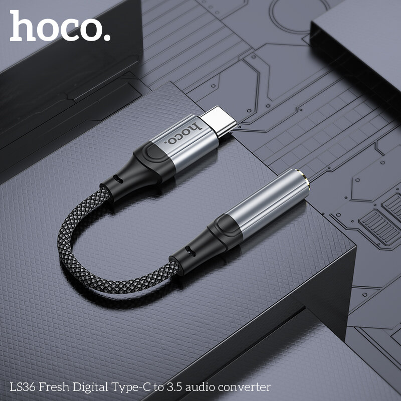 Адаптер Hoco LS36 Type-C (папа) - AUX (мама), черный