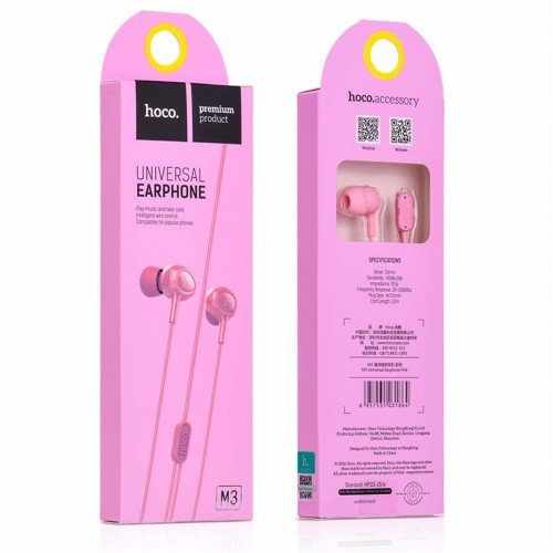 Гарнитура HOCO M3 Universal Earphone розовая