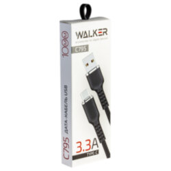 Кабель USB - Type-C WALKER C795, мягкий силикон, черный 3.3A