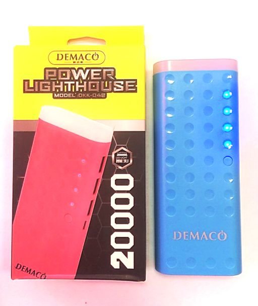 Внешнее ЗУ Power Bank Demaco DKK-049 20000mAh голубое с фонариком (4 режима)
