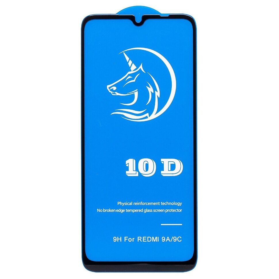 Стекло 3D "Full glue" с рамкой для Xiaomi Redmi 9A черное, Activ