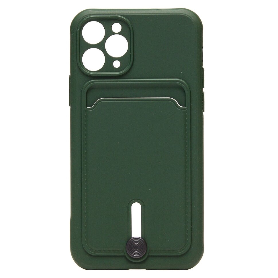 Накладка SC304 для Apple iPhone 11 Pro с визитницей (dark green)
