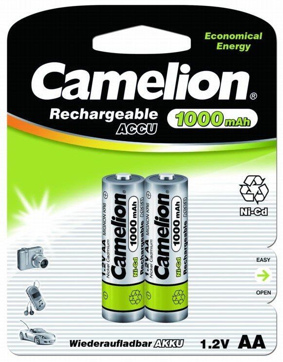 Аккумулятор Camelion AA Ni-Cd Economical Energy 1000mAh/2BL
