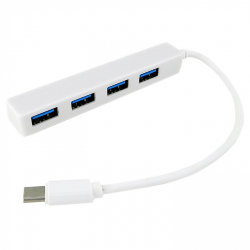 Разветвитель Type-C на 4 USB-порта 0,2 метра, в пакете, белый