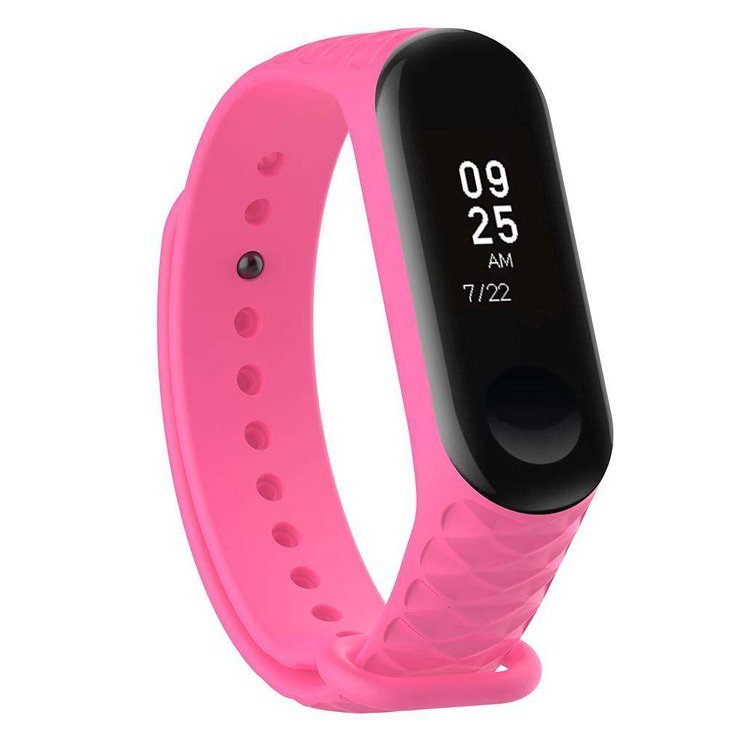Ремешок силиконовый для Xiaomi Mi Band 3/4 Рельеф розовый