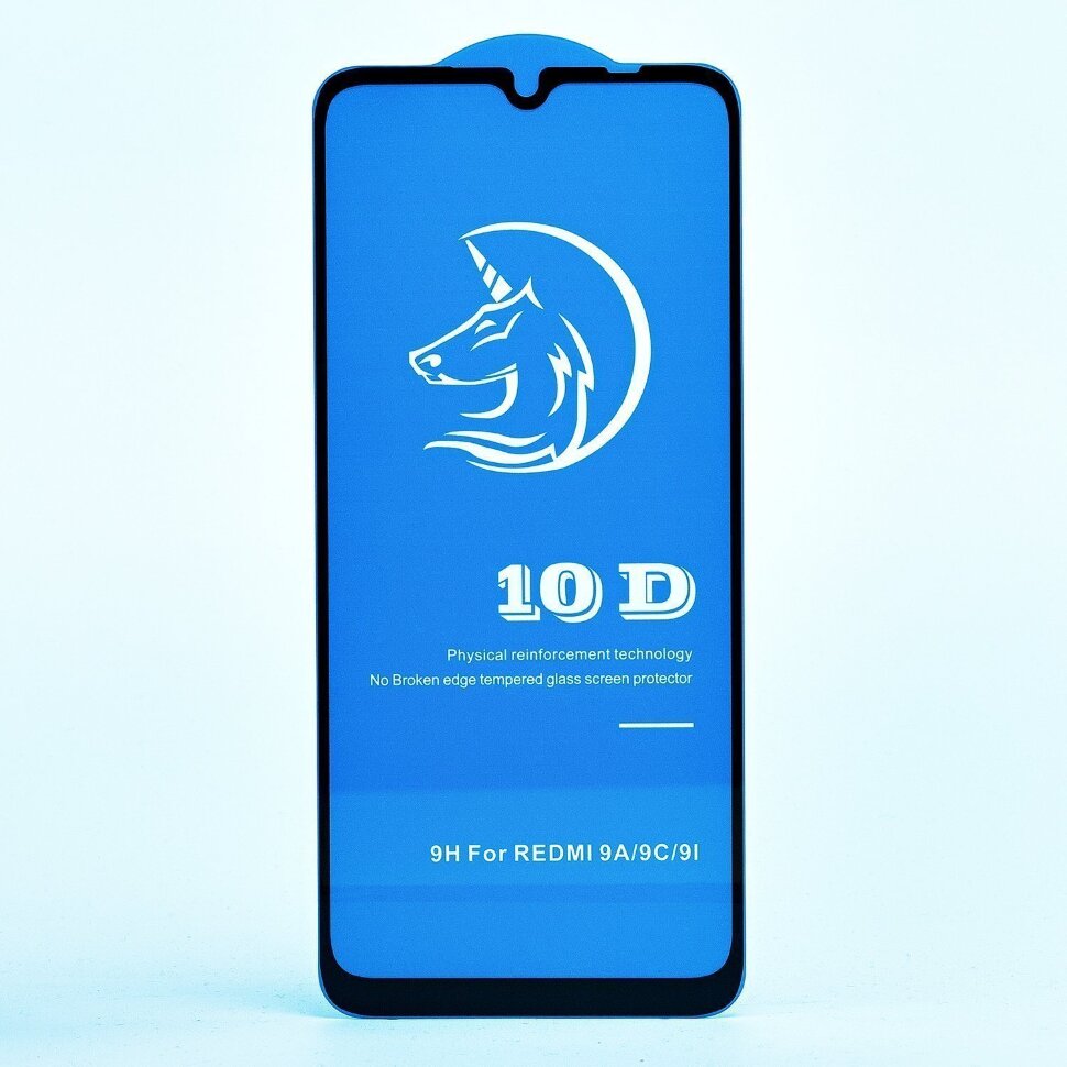 Стекло 3D "Full glue" с рамкой для Xiaomi Redmi 10A черное, Activ