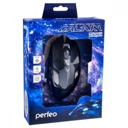 Мышь проводная Perfeo GALAXY, USB, 6 кнопок, Game Design, подсветка, черная