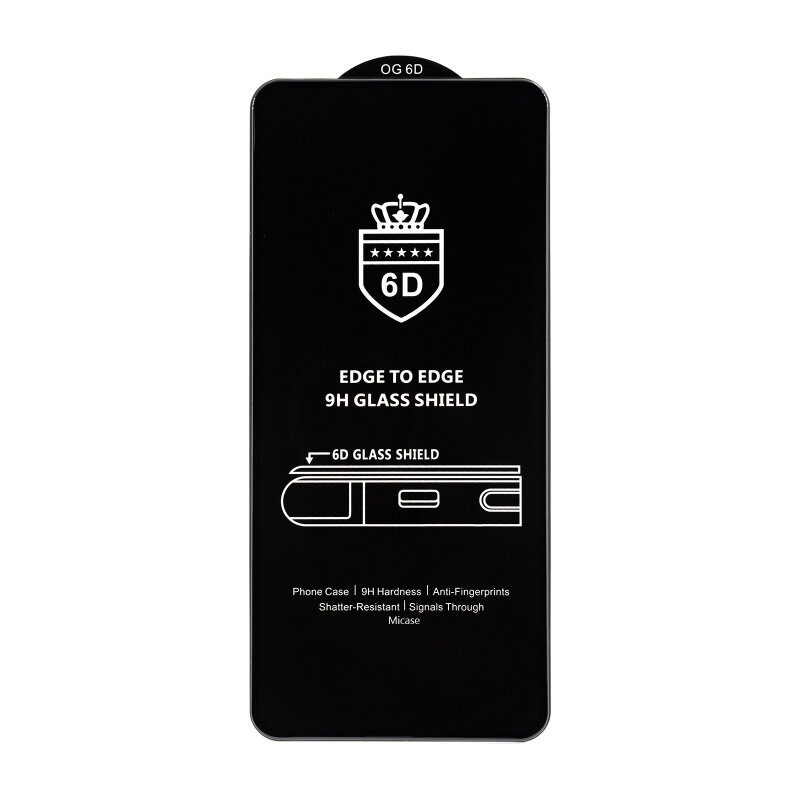 Стекло 6D "Full glue" для Xiaomi Redmi Note 12S, олеофобное покрытие (черное) ANTI-STATIC