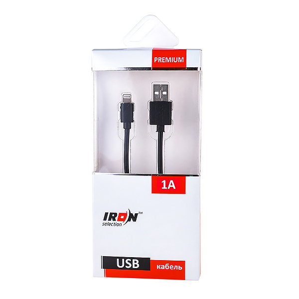 USB кабель на iPhone 5 Iron Selection PREMIUM 1A черный