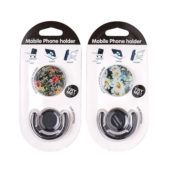 Держатель для телефона POPSOCKETS+Popclip глянцевый Цветы на черном