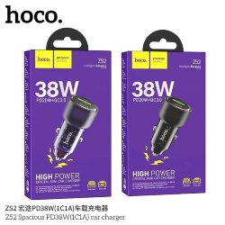АЗУ HOCO Z52, 1 разъем PD20W + 1 разъем QC3.0, прозрачный корпус, purple