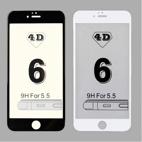 Стекло защитное 4D на дисплей тех.упаковка iPhone 6 Plus белое