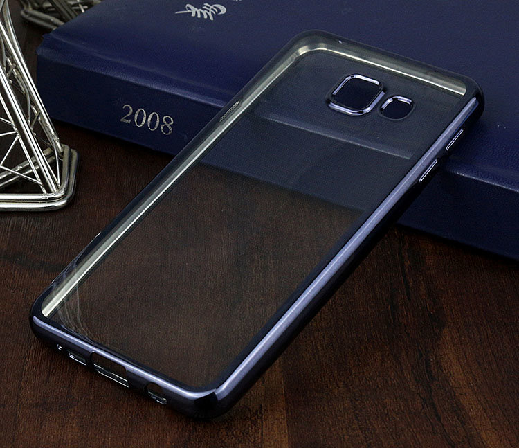 Накладка силиконовая прозрачная Samsung A310 ОБОДОК черный