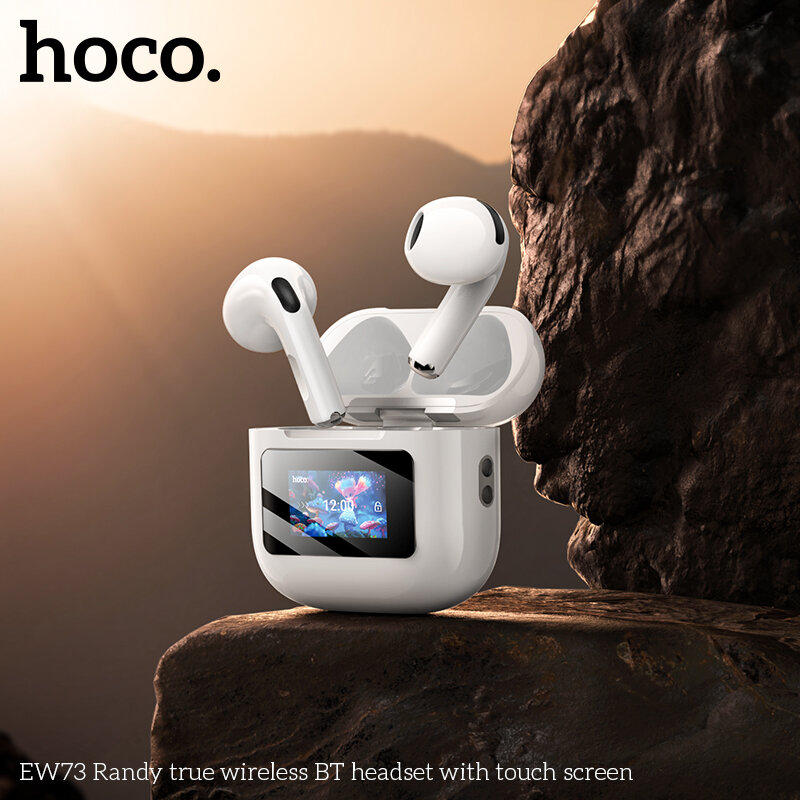 Наушники Bluetooth HOCO EW73 TWS в кейсе с сенсорным экраном, белые