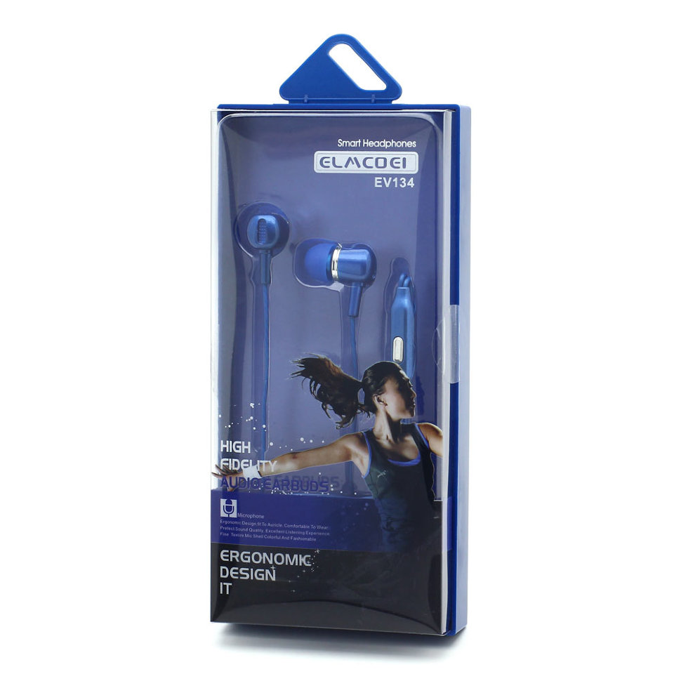 Гарнитура MP3 Elmcoei EV-134 с кнопкой ответа синяя