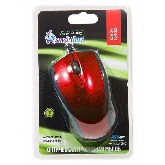 Мышь проводная Smartbuy 325 (SBM-325R) красная
