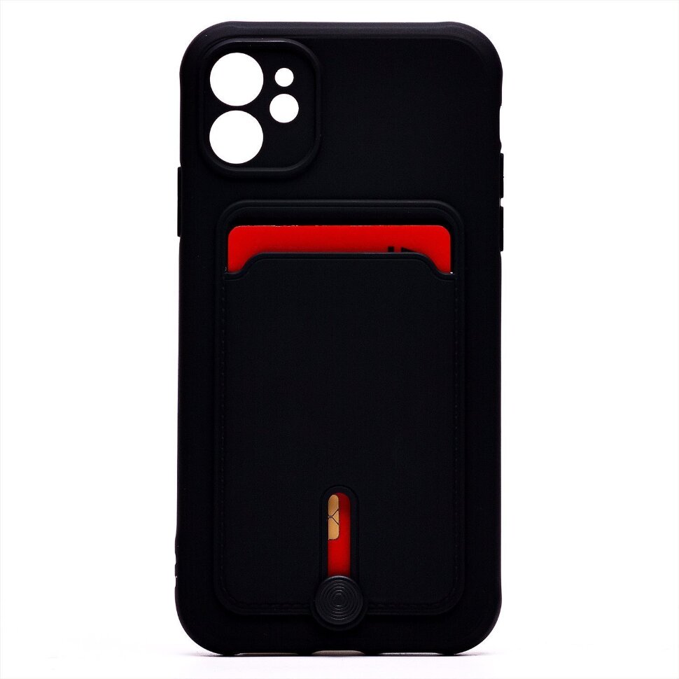 Накладка SC304 для Apple iPhone 11 с визитницей (black)