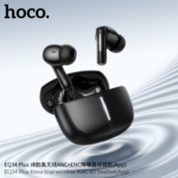 Наушники Bluetooth HOCO EQ34 Plus Rima ANC TWS, черные