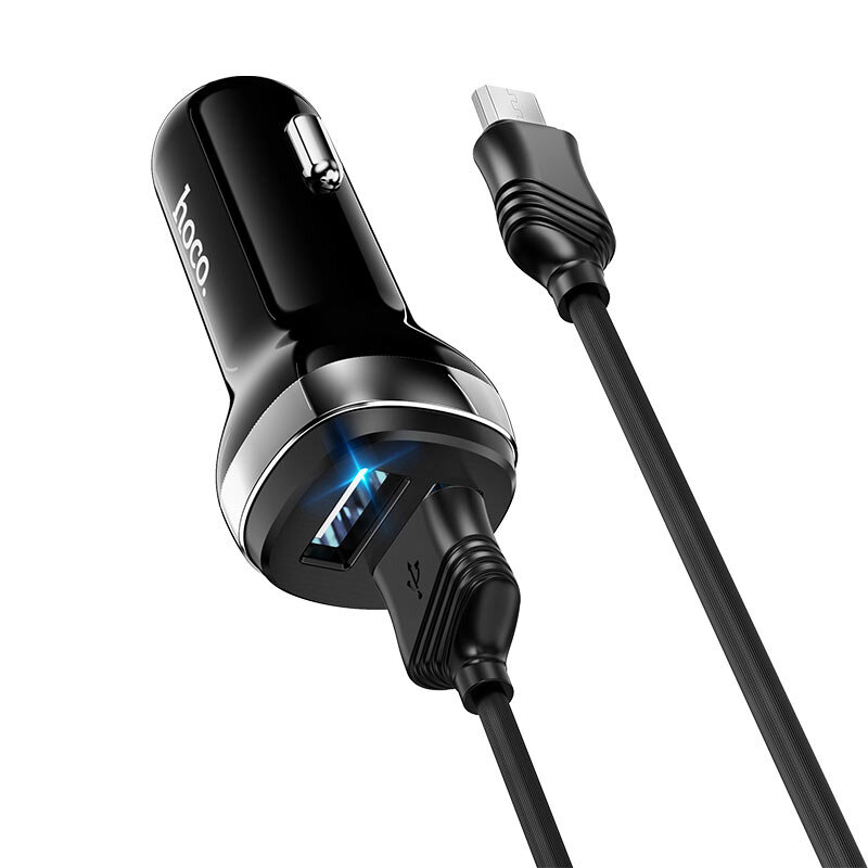 АЗУ HOCO Z40 2 разъема USB, 2.4A + кабель microUSB, черное (мятая упаковка)