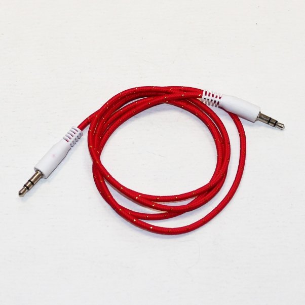 AUX кабель 3,5 * 3.5 ткань красный
