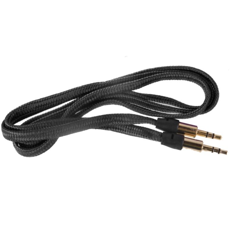 AUX кабель 3,5 * 3.5 ткань круглый черный