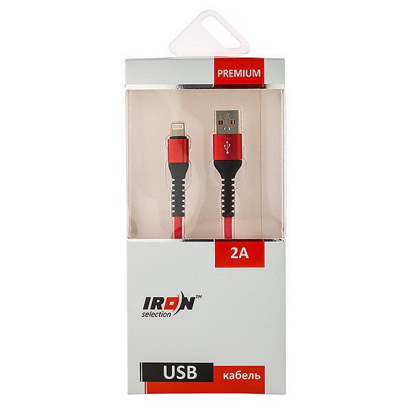 USB кабель на iPhone 5 Iron Selection PREMIUM 2A под змею красный
