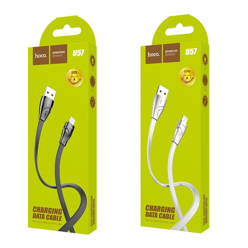 USB кабель на iPhone 5 HOCO U57 Twisting белый - СКИДКА 10%