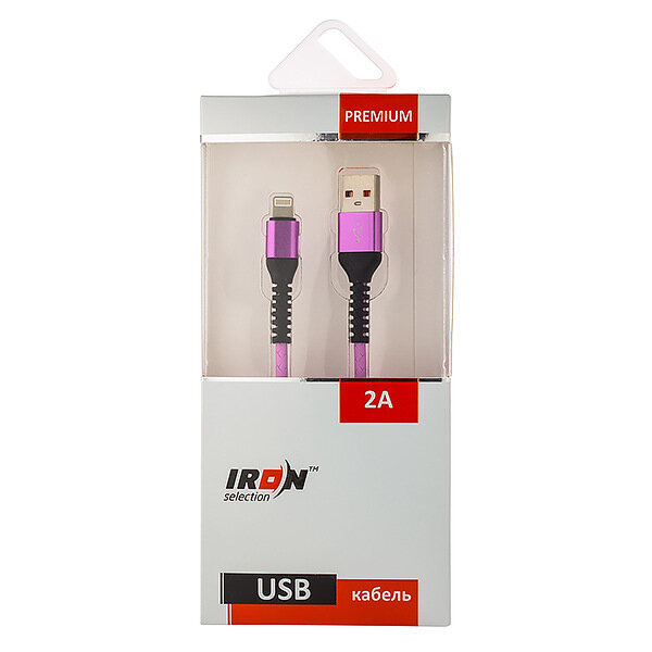 USB кабель на iPhone 5 Iron Selection PREMIUM 2A под змею фиолетовый