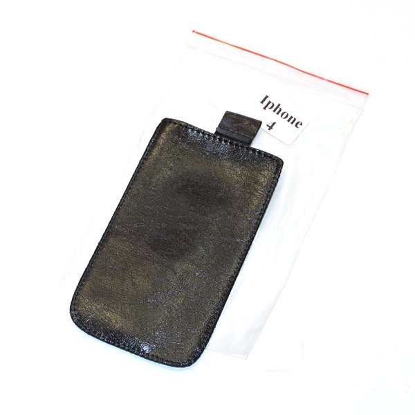Пенал-автомат кожзам черный лаковый iPhone 4
