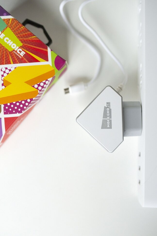 СЗУ More Choice с 2USB, 1.5A, встроенный кабель Micro USB, NC42m (White/Grey)