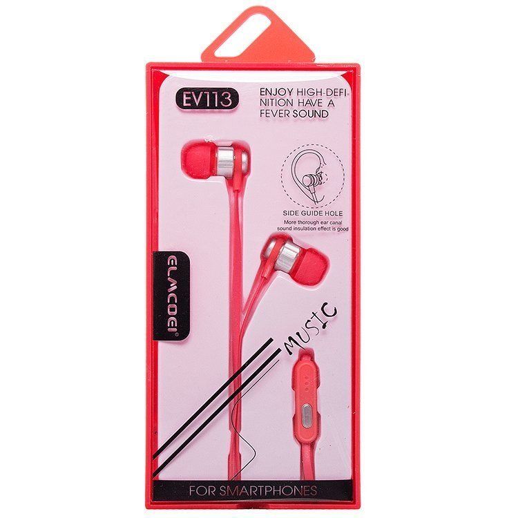 Гарнитура MP3 Elmcoei EV-113 с кнопкой ответа розовая