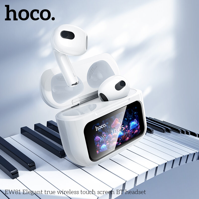 Наушники Bluetooth HOCO EW81 Elegant TWS в кейсе с сенсорным экраном, белые