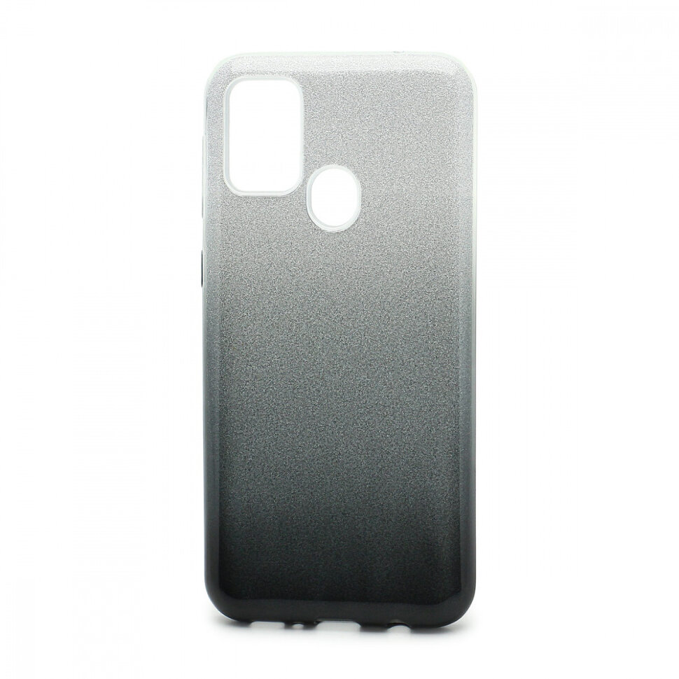 Накладка SC097 БЛЕСТКИ градиент 3в1 Samsung M315 Galaxy M31 (black/silver)