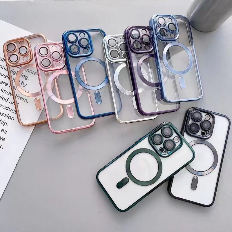 Накладка силикон ELECTROPLATE Magsafe для Apple iPhone 14, серебро